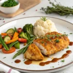Deliciously plated Blackstone chicken with sides.