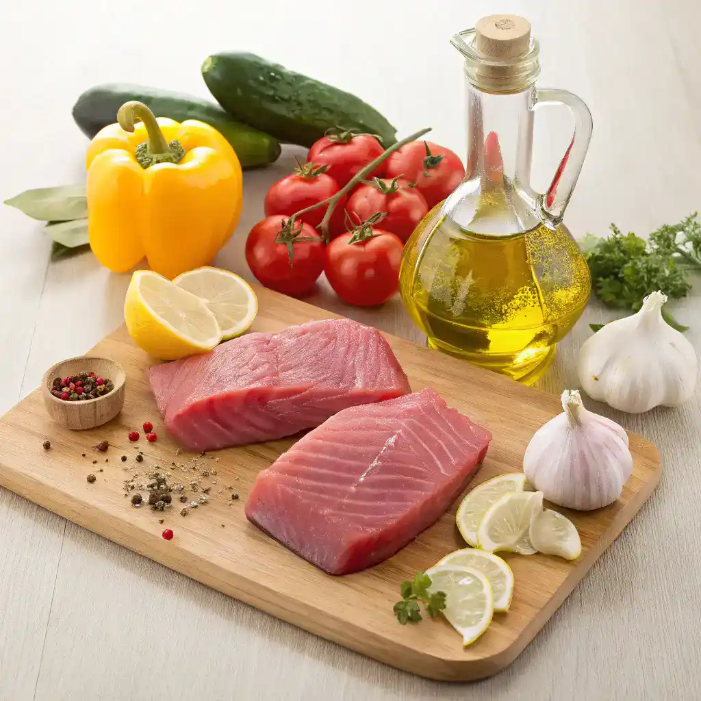 Ingredients for tuna recipes displayed beautifully.