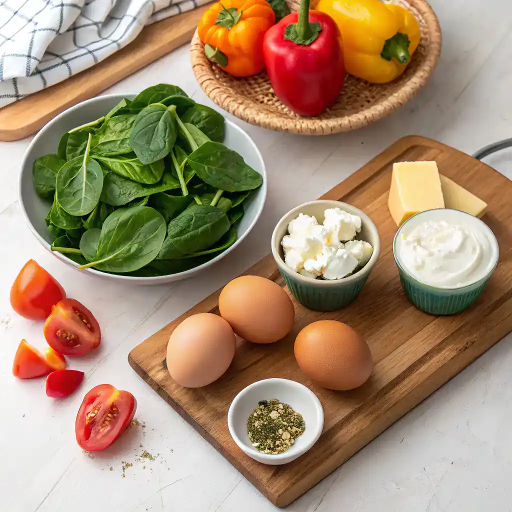 Ingredients for egg muffins Greek yogurt bowls
