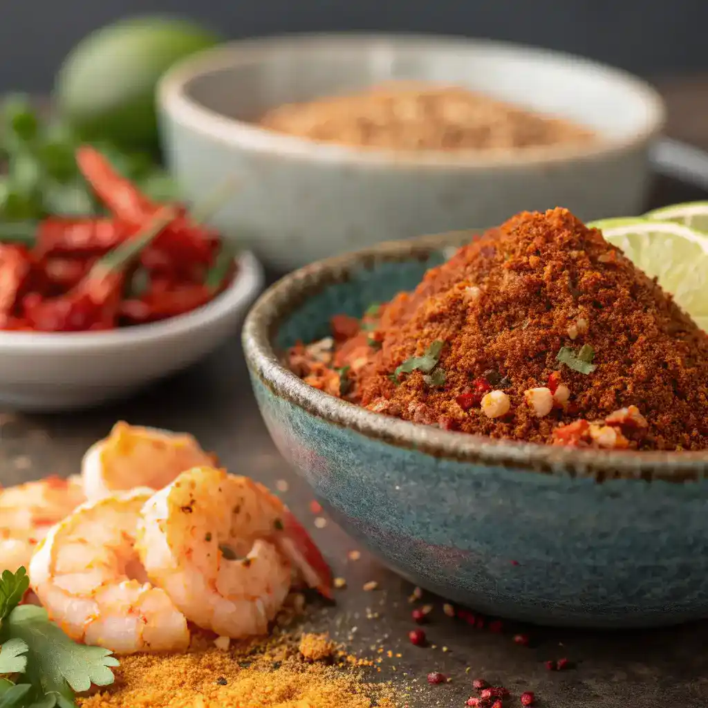 Bowl of shrimp taco seasoning.