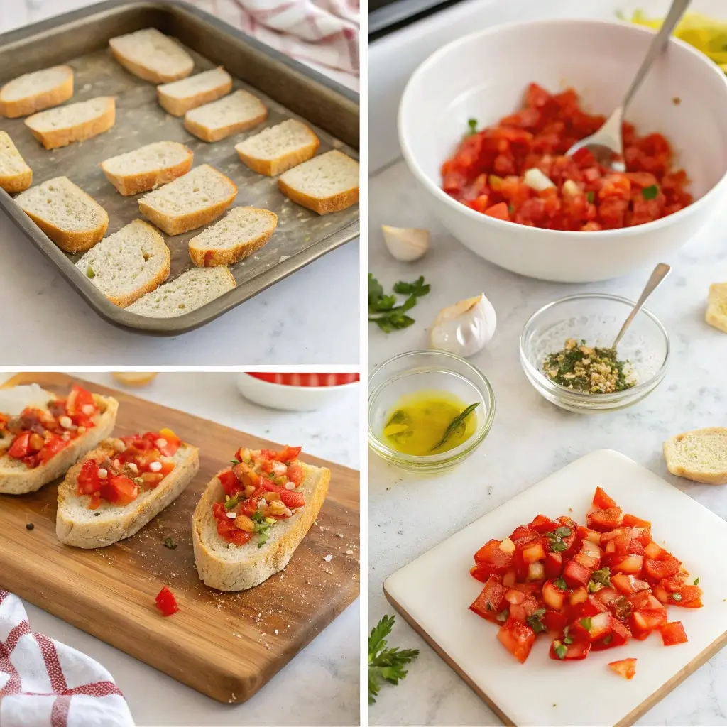 Steps for preparing bruschetta