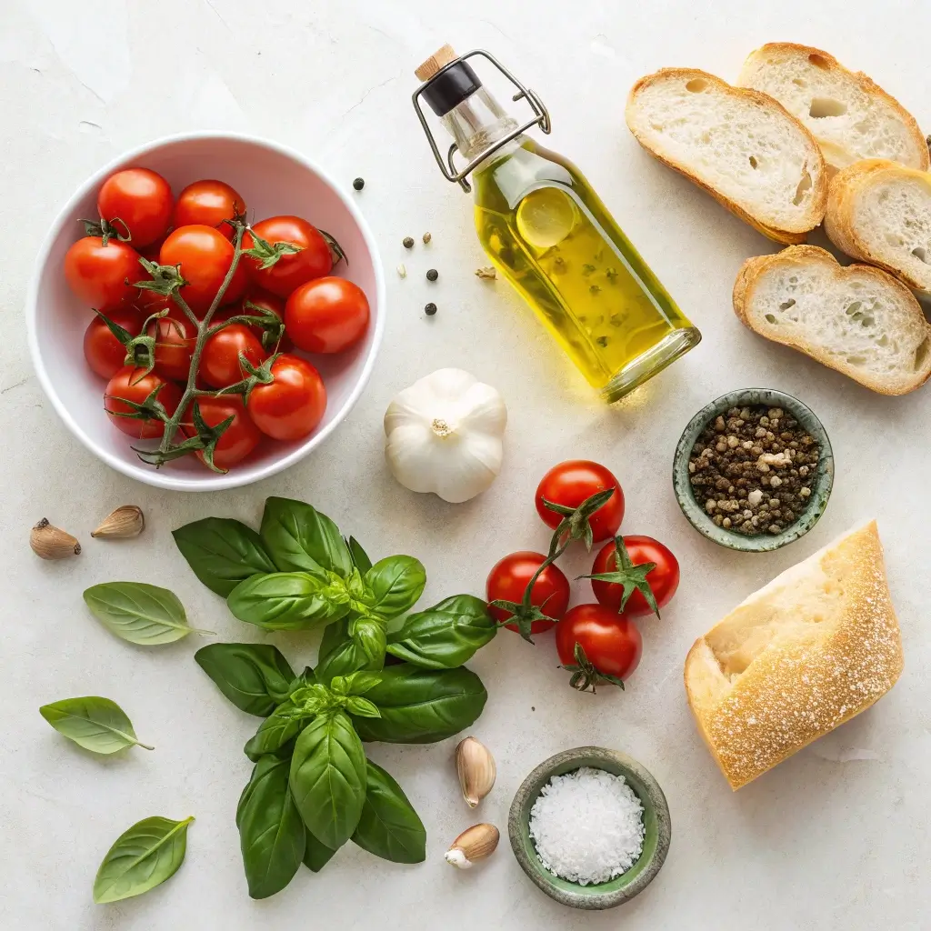 Ingredients for homemade bruschetta